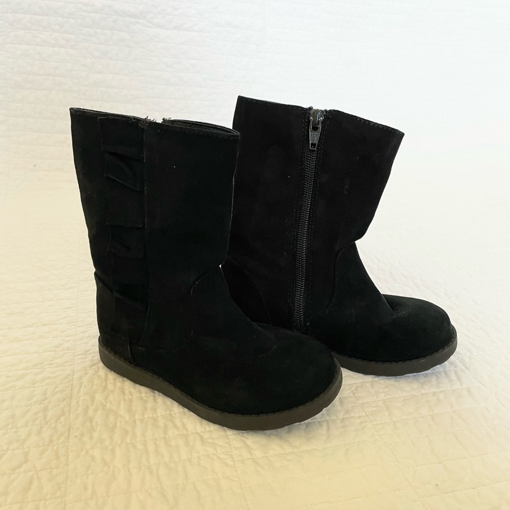 Girls Suede Feeling Boots with Ruffle